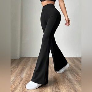 Black Super Flare High Waist Y2K Bell Bottom Pants Size L NWOT